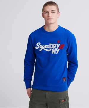 Superdry New York Crew Férfi Pulóver Kék | TGPSE8039